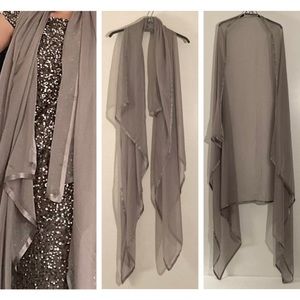 Nordstrom’s Satin Border silk chiffon scarf gray